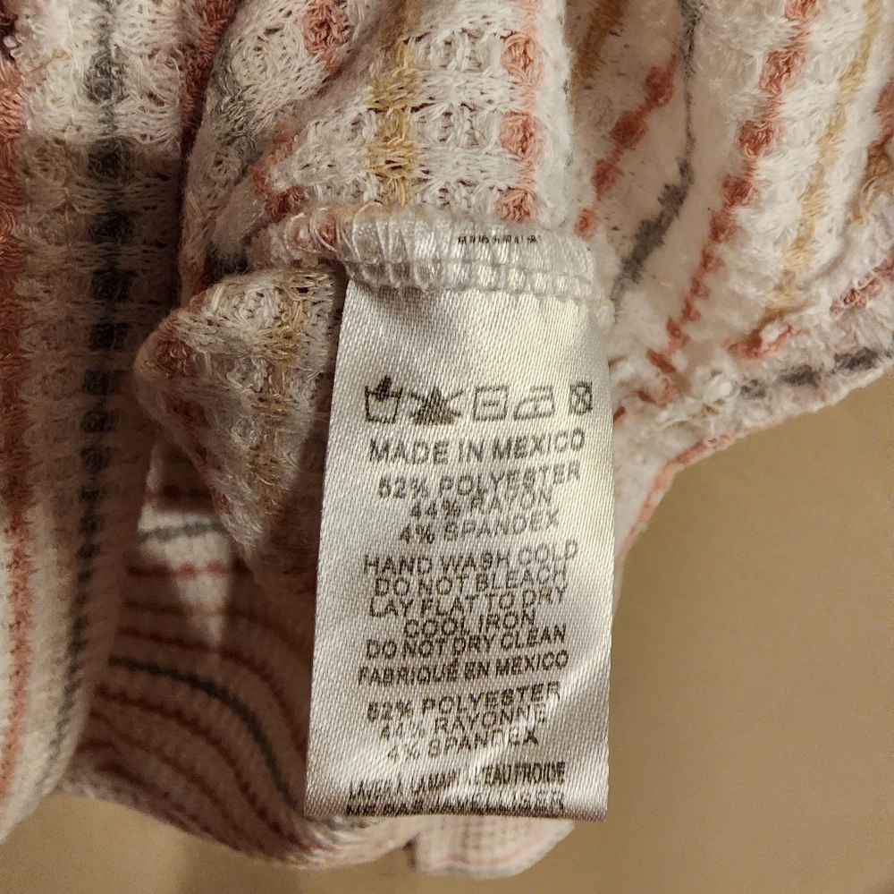 Paper Crane White Cropped Knit Top w Rose, Gold, Gray Stripes- SZ S - Picture 5 of 5